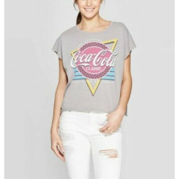 COCA COLA Classic The Official Soft Drink Of Summer Cropped Cut-Off Tee Gray S - Picture 1 of 8